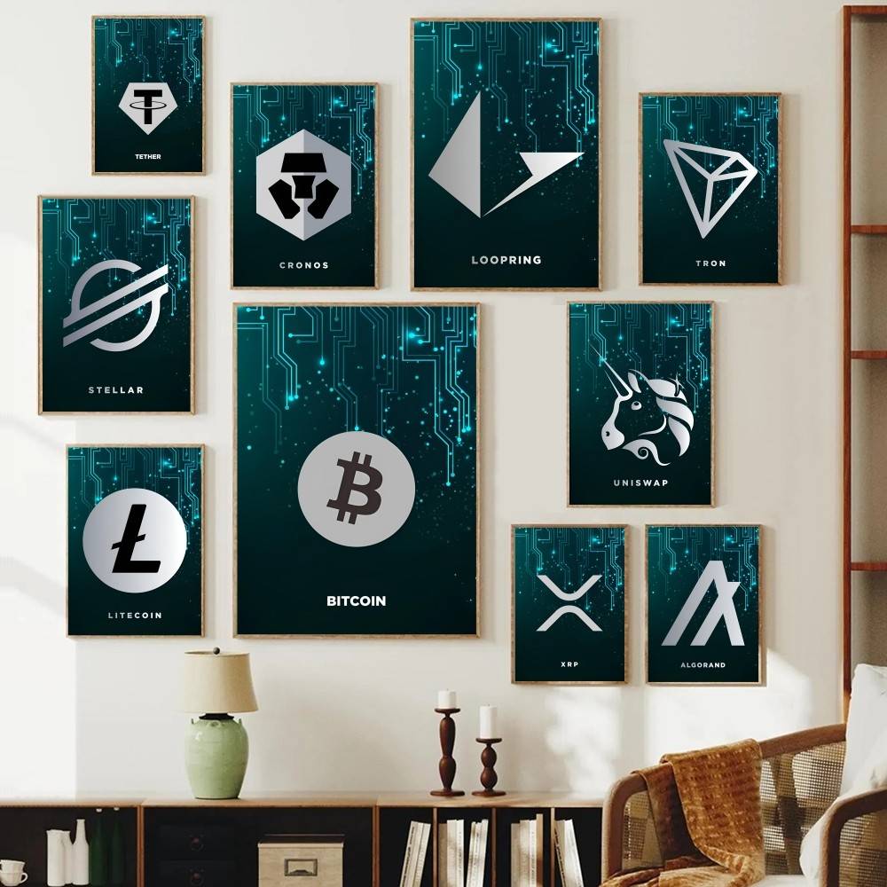 Tech Circuit Crypto Symbol Pos - Tech Office Wall Art ulasan dan harga