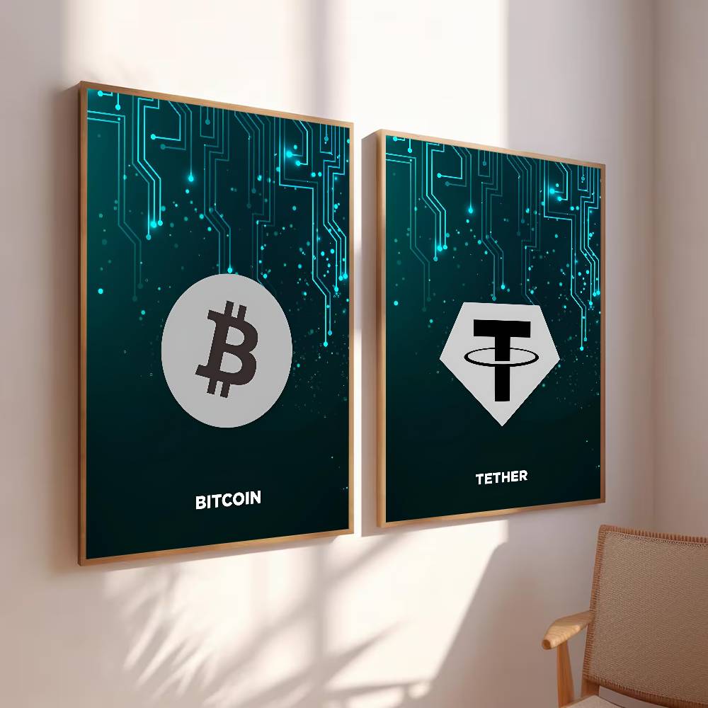 Tech Circuit Crypto Symbol Pos - Tech Office Wall Art ulasan dan harga