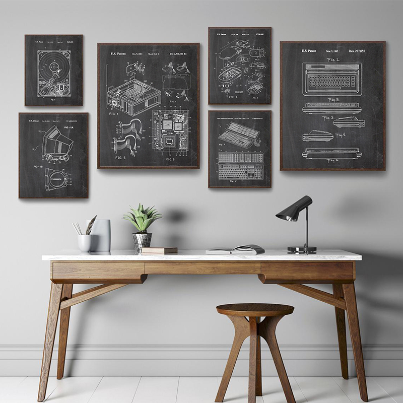 6Pcs Vintage Computer Patent W - Tech Office Wall Art ulasan dan harga