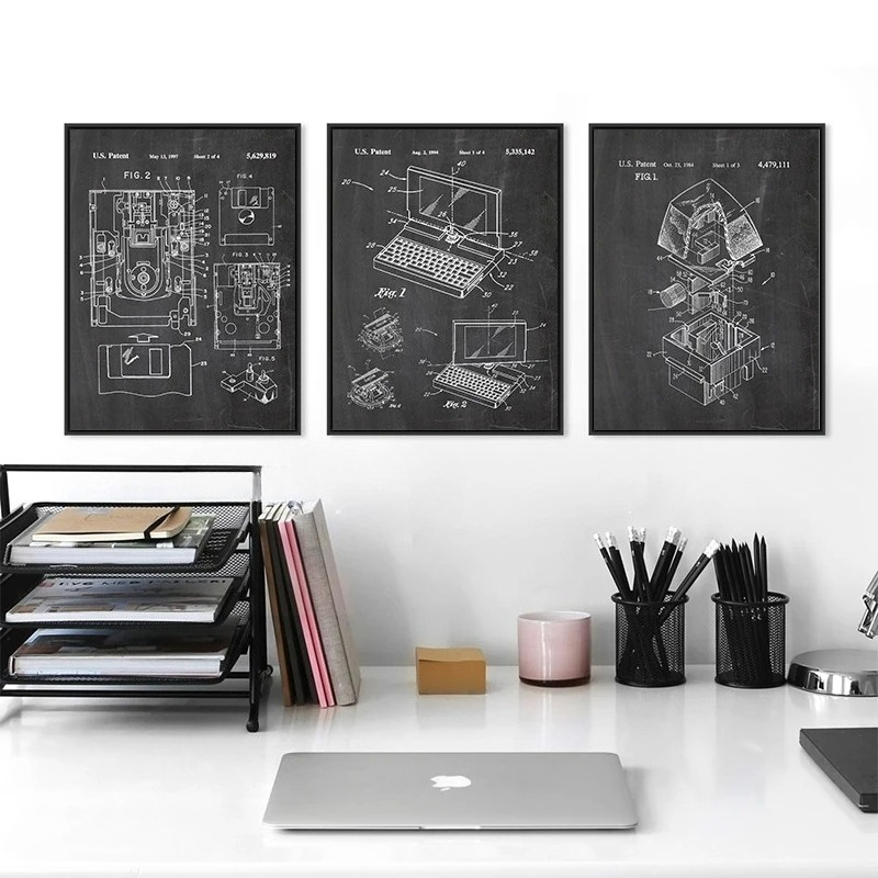 6Pcs Vintage Computer Patent W - Tech Office Wall Art ulasan dan harga