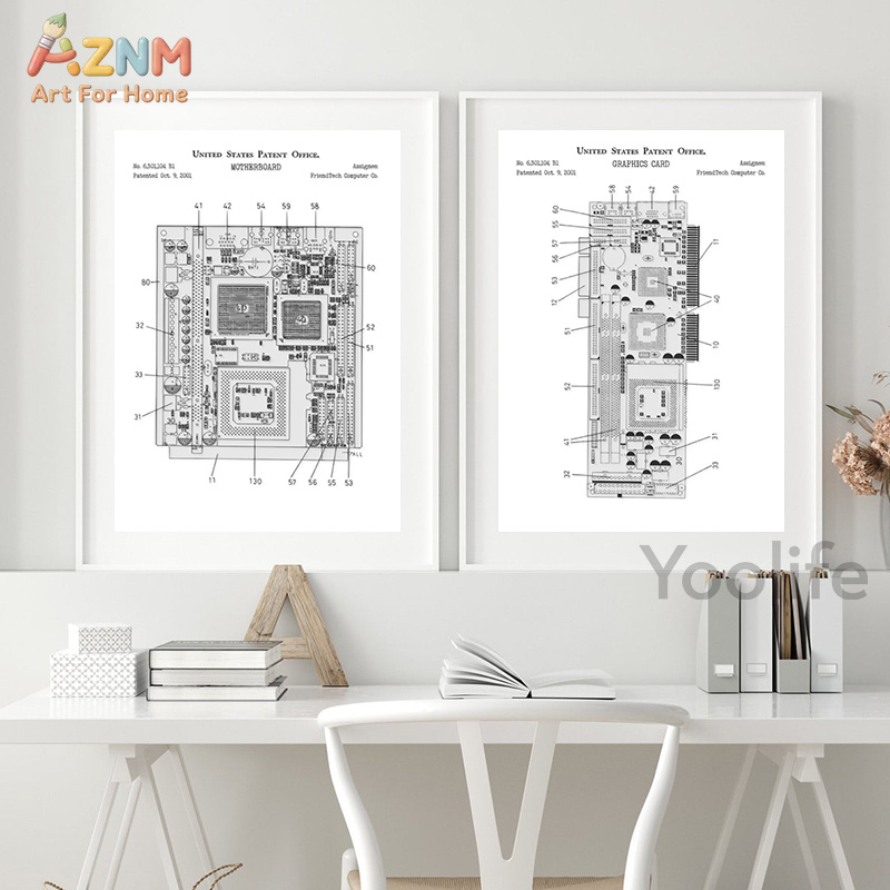 AZNM Computer Motherboard Pate - Tech Office Wall Art ulasan dan harga