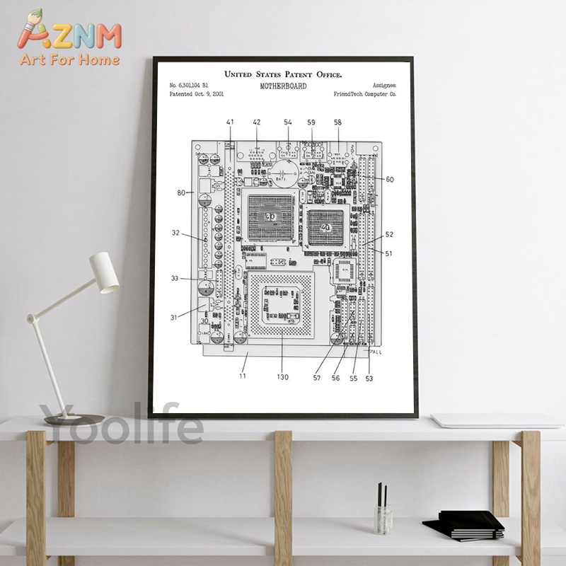 AZNM Computer Motherboard Pate - Tech Office Wall Art ulasan dan harga