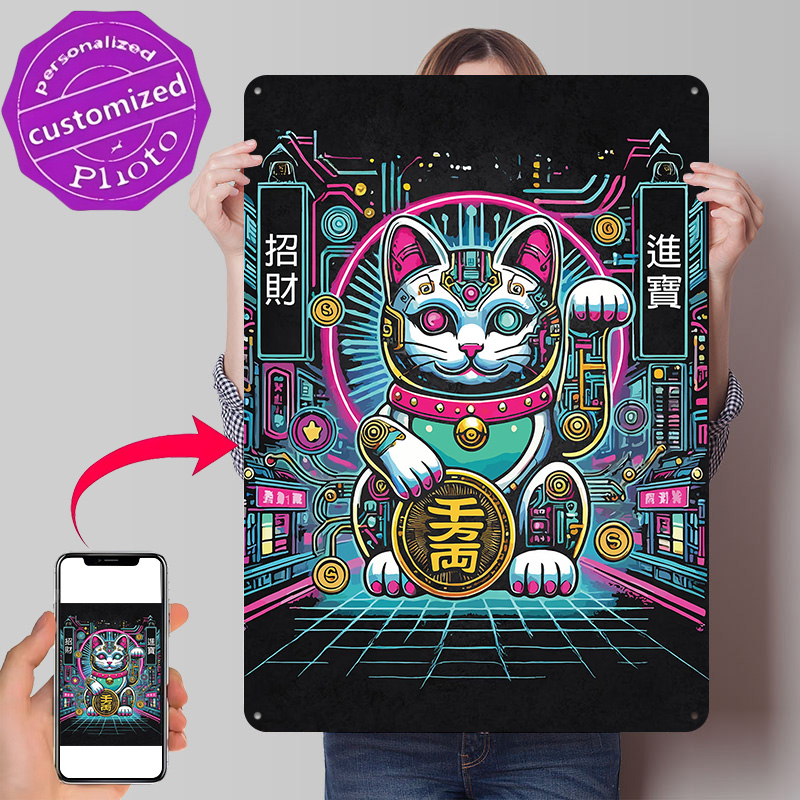 Cyberpunk Maneki Neko - Tech F - Tech Office Wall Art ulasan dan harga