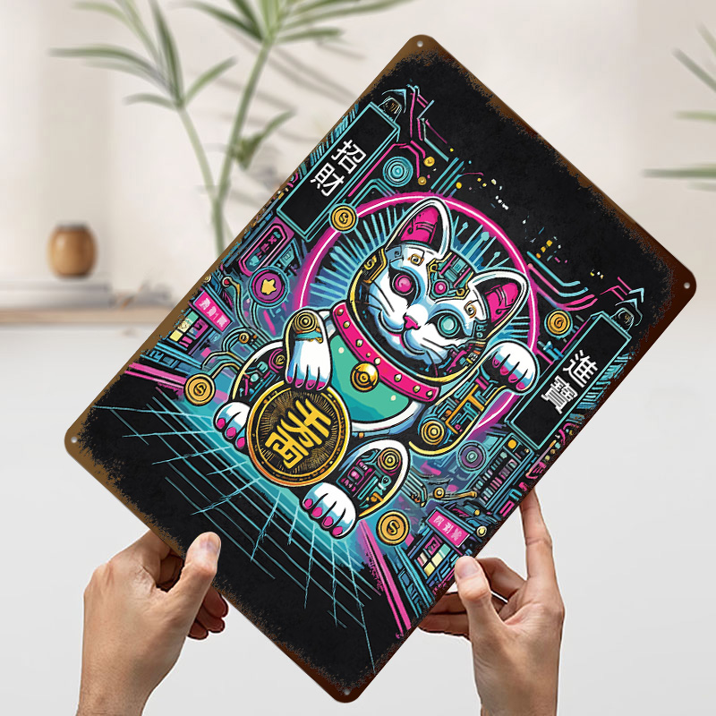 Cyberpunk Maneki Neko - Tech F - Tech Office Wall Art ulasan dan harga