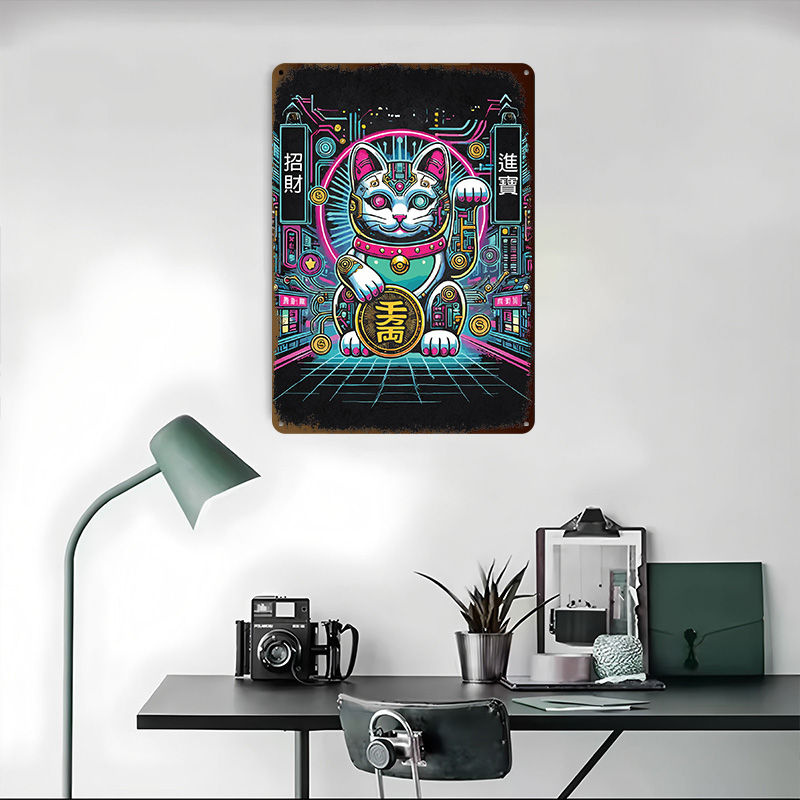 Cyberpunk Maneki Neko - Tech F - Tech Office Wall Art ulasan dan harga